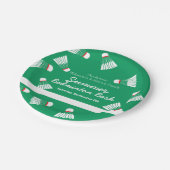 サマーバドミントンbashパーティーグリーン&ホワイト ペーパープレート (アングル)