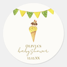 サマーバニラザスクープのアイスクリームベビーシャワー ラウンドシール