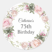 サマーバラガーデンフローラレディース75th誕生日 ラウンドシール (正面)