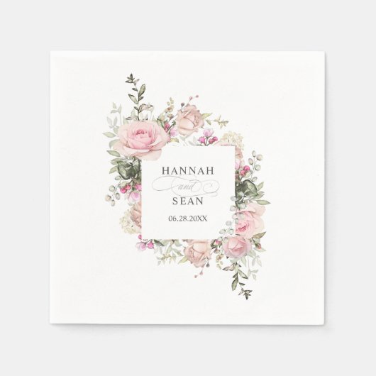 サマーバラガーデン結婚フローラ スタンダードカクテルナプキン (正面)