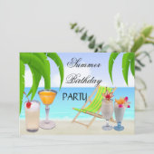 サマーバースデーパーティーカクテルトロピカルビーチ 招待状 (スタンド正面)