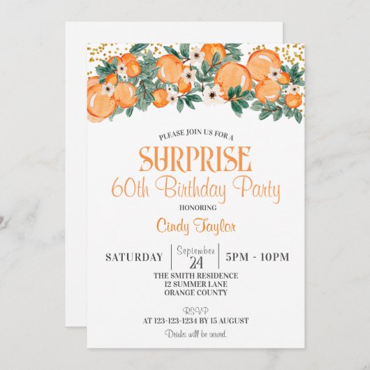 サマーバースデーパーティー60誕生日 招待状 (正面/裏面)