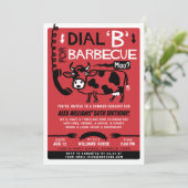 サマーバーベおもしろいキュークックアウト|レトロ60s BBQ Cow 招待状 (スタンド正面)