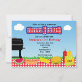 サマーバーベキューBBQクックアウトパーク招待状 招待状 (正面)