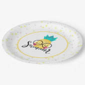 サマーパイナップルと水玉模様紙プレート ペーパープレート (アングル)