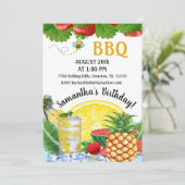 サマーパイナップルバーベキュー誕生日 招待状 (スタンド正面)