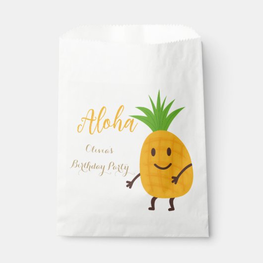 サマーパイナップル熱帯アロハ誕生日パーティー フェイバーバッグ (正面)