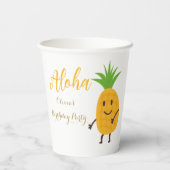 サマーパイナップル熱帯アロハ誕生日パーティー 紙コップ (裏面)