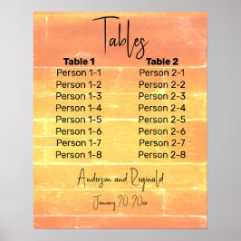 サマーパカジュアルステル披露宴8x2シーティングチャート ポスター