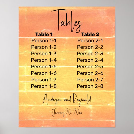 サマーパカジュアルステル披露宴8x2シーティングチャート ポスター (正面)