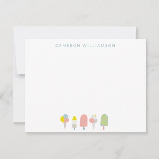 サマーパステルアイスクリーム文パーソナライズされた具 ノートカード (正面)