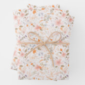 サマーパステルウォーターカラーフラワーズ ラッピングペーパーシート (インサイチュ)