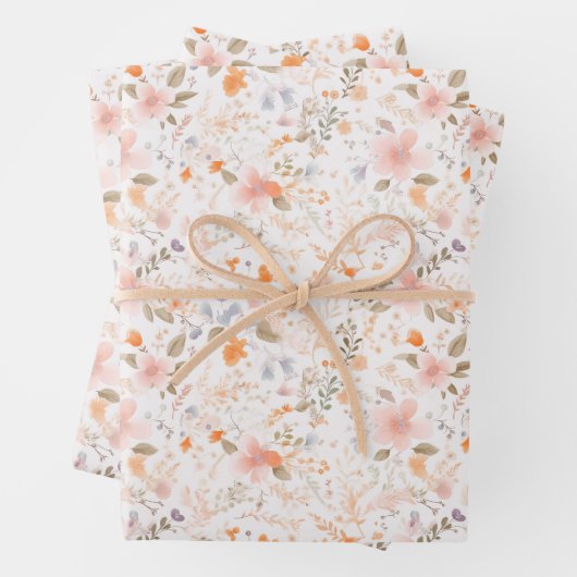 サマーパステルウォーターカラーフラワーズ ラッピングペーパーシート (インサイチュ)
