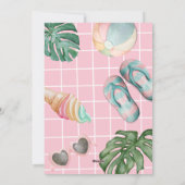 サマーパステルガールプールバースデーパーティーの招待 シーズンカード (裏面)