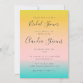 サマーパステルグラデーションサンセットトロピカルブライダルシャワー 招待状 (正面)