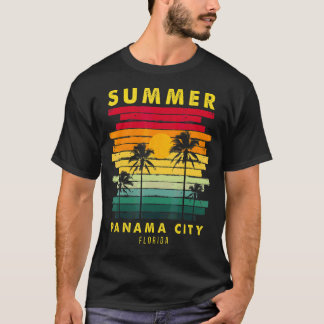 サマーパナマシティフロリダビーチサンセットレトロ Tシャツ