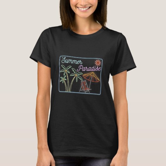 サマーパラダイスレトロヴィンテージネオン Tシャツ (正面)