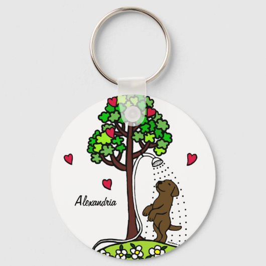 サマーパーソナライズされたウォーターおもしろいチョコレートラブラドール キーホルダー (正面)