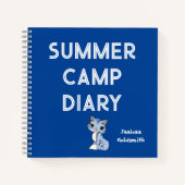 サマーパーソナライズされたキャンプ日記inブルー&キャット ノートブック (正面)