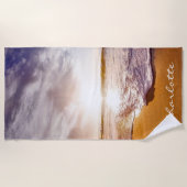 サマーパーソナライズされたサンセットビーチ ビーチタオル (正面)