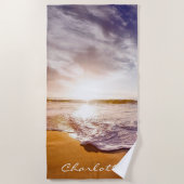 サマーパーソナライズされたサンセットビーチ ビーチタオル (正面)