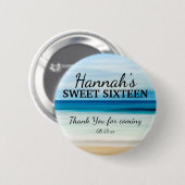 サマーパーソナライズされたビーチスウィート16サンキュー 缶バッジ (正面&裏面)
