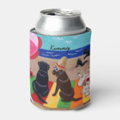 サマーパーソナライズされたブリーズラブラドール絵画ズ 缶クーラー (缶正面)
