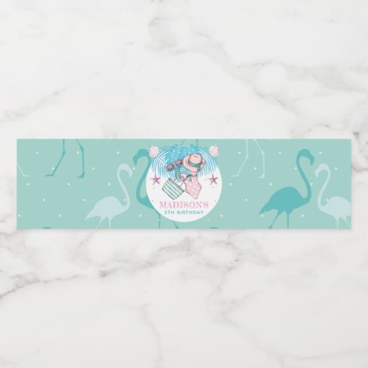 サマーパーソナライズされたプールパーティー ペットボトルラベル (シングルラベル)