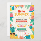 サマーパーティの招待状フライヤーテンプレート 招待状 (正面/裏面)