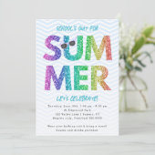 サマーパーティースクールズアウトレインボーグリッター 招待状 (スタンド正面)