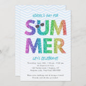 サマーパーティースクールズアウトレインボーグリッター 招待状 (正面/裏面)