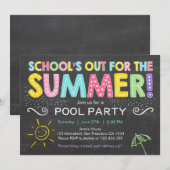 サマーパーティープールパーティースクールアウト招待状 招待状 (正面/裏面)
