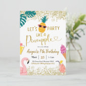 サマーパーティーライクパイナップル誕生日招待状 招待状 (スタンド正面)