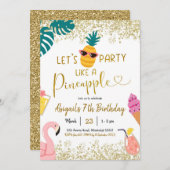 サマーパーティーライクパイナップル誕生日招待状 招待状 (正面/裏面)