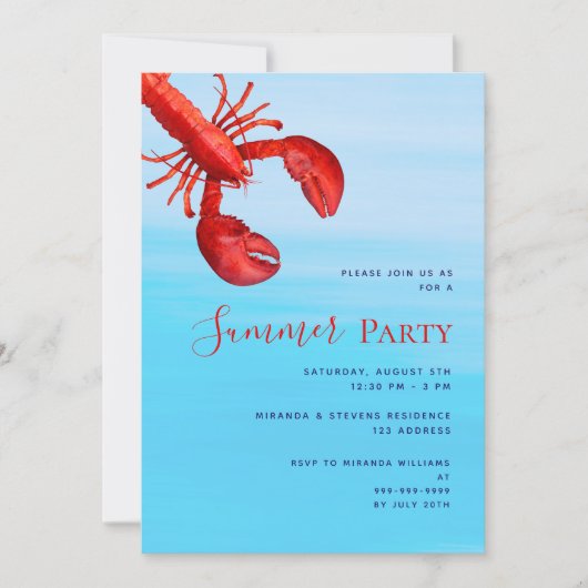 サマーパーティーレッドロブスターブルーシービーチ 招待状 (正面)