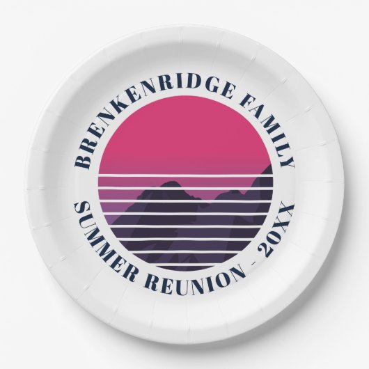サマーパーティーレトロサンセットマウンテンカスタムズ ペーパープレート (正面)