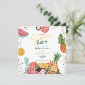 サマーパーティー黄色トロピカルフルーツ招待状 招待状 (スタンド正面)
