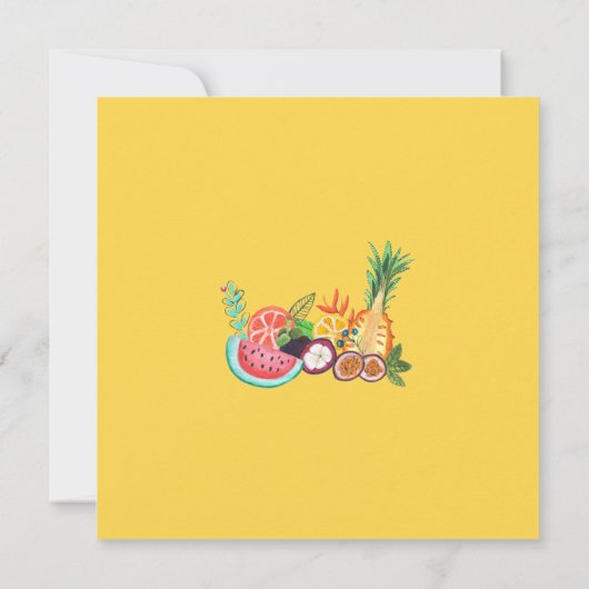 サマーパーティー黄色トロピカルフルーツ招待状 招待状 (裏面)