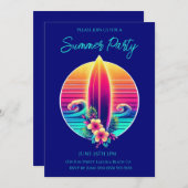 サマーパーティー – サンセットサーフボードパラダイス – 招待状 (正面/裏面)