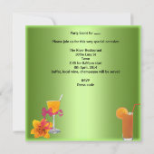 サマーパーティー トロピカル ライムグリーン カクテル ドリンク 招待状 (裏面)