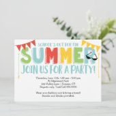 サマーパーティー、学校が終わる プライマリーカラー 招待状 (スタンド正面)