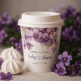 サマーパープルバイオレットフラワーベビーシャワー紙 紙コップ