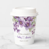 サマーパープルバイオレットフラワーベビーシャワー紙 紙コップ (正面)