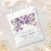 サマーパープルバイオレット花赤ちゃんシャワー フェイバーバッグ (クリップ留めされた状態)