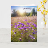 サマーパープルワイルドフラワー悔やみや弔慰 カード (黄色い花)