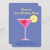 サマーパープル21歳の誕生日パーティの招待状 招待状 (正面/裏面)