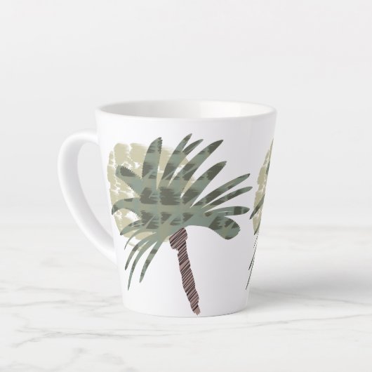 サマーパームツリーアンドサンセットドードルアート カフェラテマグ (左アングル)