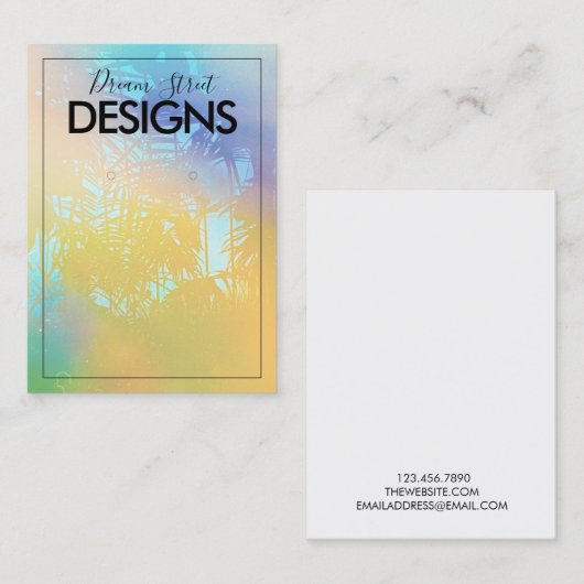 サマーパームツリーカラーフレアイヤリングディスプレイカード 名刺 (正面/裏面)