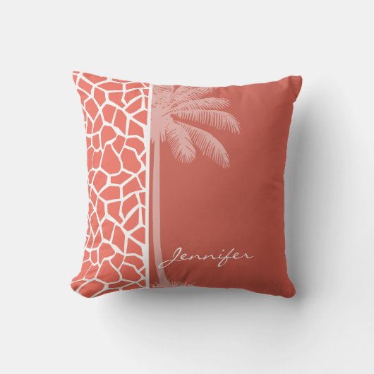 サマーパームビタースイートカラーキリンアニマルプリント クッション (正面)