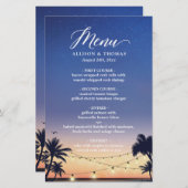 サマーパームビーチストリングライト結婚のメニュー (正面/裏面)